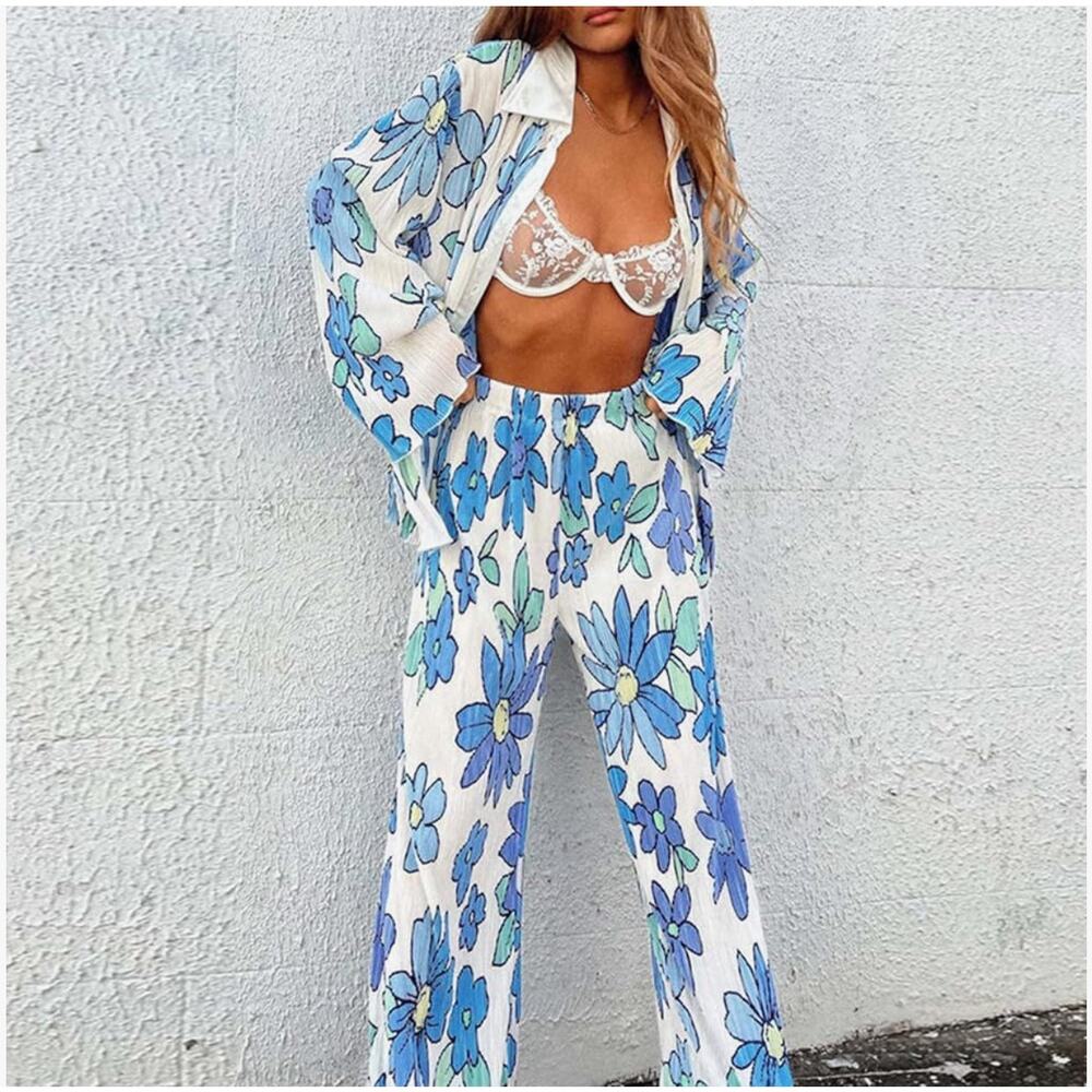 Women 2Pc Beach Loungewear Floral Outfit Size S